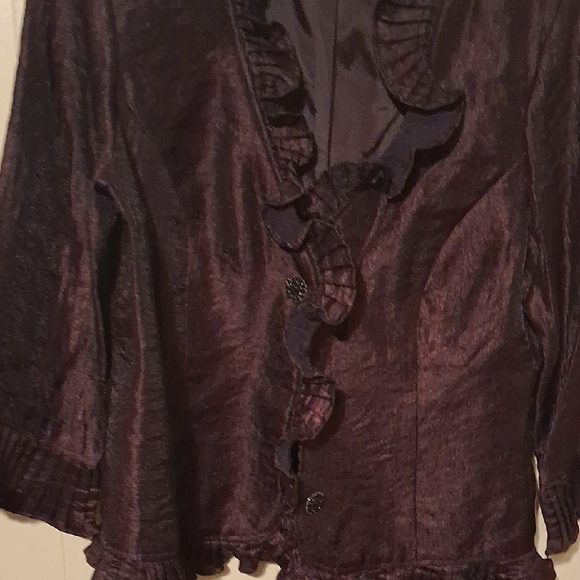 R&M Richards Deep Purple Ruffled Blazer - Picture 5 of 5